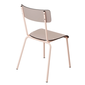 Chaise d’écolier Adulte Suzie Stratifié Dossier & Assise uni Beige - pieds Rose Poudré