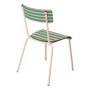Chaise d’écolier Adulte Suzie Stratifié Dossier & Assise imprimé Saint Trop' Vert - pieds Rose Poudré