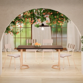 Chaise d’écolier Adulte Suzie Stratifié Dossier & Assise imprimé Rayures Portofino - pieds Rose Poudré