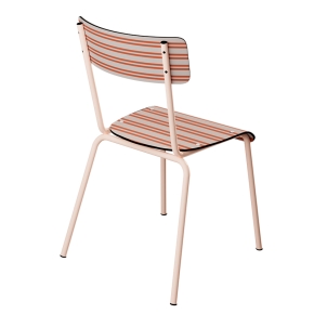 Chaise d’écolier Adulte Suzie Stratifié Dossier & Assise imprimé Saint Trop' Orangé - pieds Rose Poudré