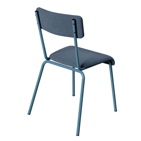 Chaise d’écolier Adulte Suzie Dossier & Assise en Tissu Uni Bleu - Pieds Bleu
