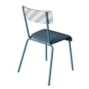 Chaise d’écolier Adulte Suzie bi-matière Dossier imprimé Ice Cream Bleu et Assise en Tissu Uni Bleu - Pieds Bleu
