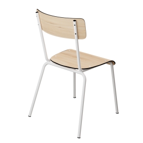 Chaise d’écolier Adulte Suzie Statifié Dossier & Assise Bois Clair - Pieds Blancs