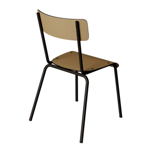 Chaise d’écolier Adulte Suzie Stratifié Dossier & Assise uni Ocre - Pieds Noirs