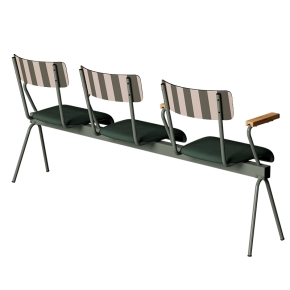 Banc Anouk 3 places - Dossiers French Riviera Kaki & Assises en velours côtelé Vert Forêt, Structure & pieds Kaki