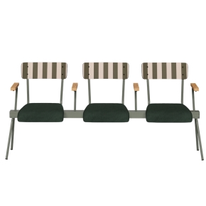 Banc Anouk 3 places - Dossiers French Riviera Kaki & Assises en velours côtelé Vert Forêt, Structure & pieds Kaki