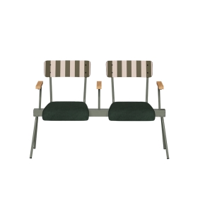 Banc Anouk 2 places - Dossiers French Riviera Kaki & Assises en velours côtelé Vert Forêt, Structure & pieds Kaki