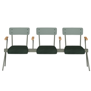 Banc Anouk 3 places - Dossiers Stratifié Uni Kaki & Assises en velours côtelé Vert Forêt, Structure & pieds Kaki
