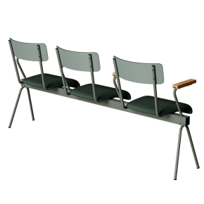 Banc Anouk 3 places - Dossiers Stratifié Uni Kaki & Assises en velours côtelé Vert Forêt, Structure & pieds Kaki
