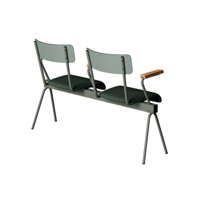 Banc Anouk 2 places - Dossiers Stratifié Uni Kaki & Assises en velours côtelé Vert Forêt, Structure & pieds Kaki
