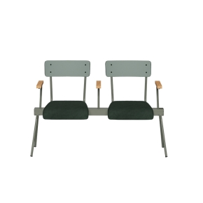 Banc Anouk 2 places - Dossiers Stratifié Uni Kaki & Assises en velours côtelé Vert Forêt, Structure & pieds Kaki