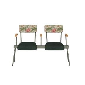 Banc Anouk 2 places - Dossiers en Tissu Bloom & Assises en velours côtelé Vert Forêt, Structure & pieds Kaki