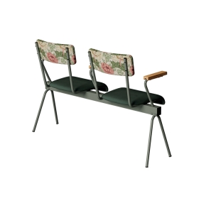 Banc Anouk 2 places - Dossiers en Tissu Bloom & Assises en velours côtelé Vert Forêt, Structure & pieds Kaki