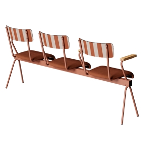 Banc Anouk 3 places - Dossiers French Riviera Paprika & Assises en velours côtelé Paprika, Structure & pieds Terracotta
