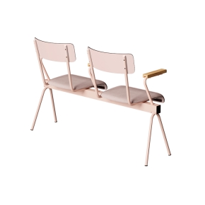 Banc Anouk 2 places - Dossiers Stratifié Uni Rose Poudré & Assises en velours Côtelé Rose Poudré, Structure & pieds Rose poudré