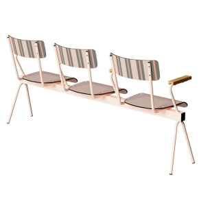 Banc Anouk 3 places - Dossiers Portofino & Assises Stratifié Beige, Structure & pieds Rose poudré