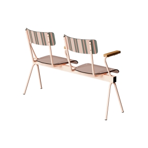 Banc Anouk 2 places - Dossiers Portofino & Assises Stratifié Beige, Structure & pieds Rose poudré