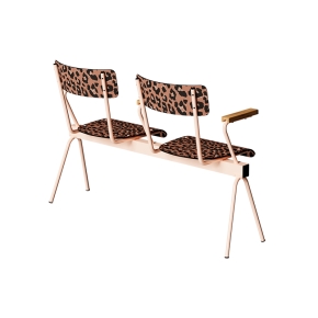 Banc Anouk 2 places - Dossiers & Assises imprimé Graou, Structure & pieds Rose poudré