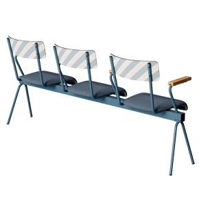 Banc Anouk 3 places - Dossiers Ice Cream Bleu & Assises en tissu Bleu, Structure & pieds Bleu