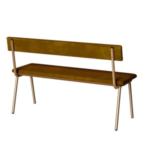 Banc Anita – Dossier et Assise Velours Ocre - Pieds Dorés