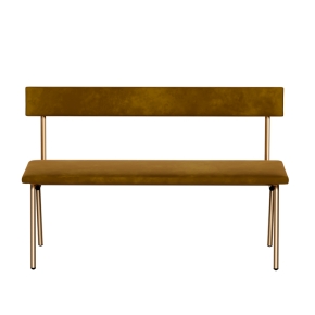 Banc Anita – Dossier et Assise Velours Ocre - Pieds Dorés