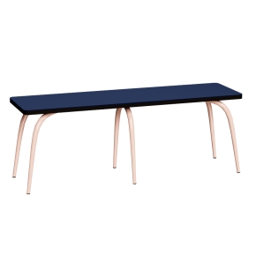 Banc Annie – Assise Stratifié Bleu Marine - Pieds Rose Poudré