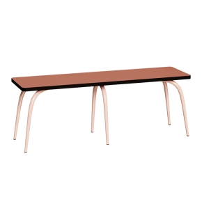 Banc Annie – Assise Stratifié Paprika - Pieds Rose Poudré
