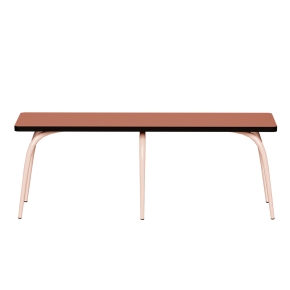 Banc Annie – Assise Stratifié Paprika - Pieds Rose Poudré