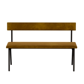 Banc Anita – Dossier et Assise Velours Ocre - Pieds Noirs