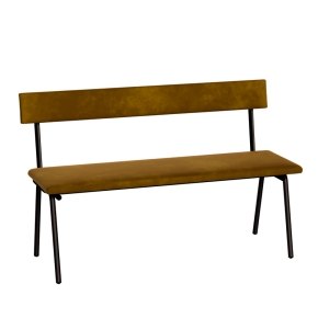 Banc Anita – Dossier et Assise Velours Ocre - Pieds Noirs