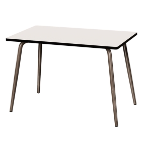 Table Retro Véra 120×70 – uni Blanc Pieds Bruts