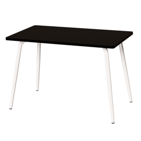 Table Retro Véra 120x70 – uni Noir - Pieds Blancs