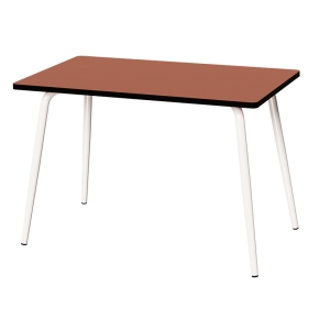 Table Retro Véra 120x70 – uni Paprika - Pieds Blancs