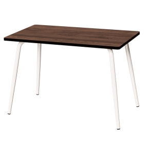 Table Retro Véra 120x70 - imprimé Bois Foncé Pieds Blancs