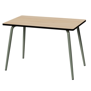 Table Retro Véra 120x70 – imprimé Bois Clair - Pieds Kaki