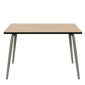 Table Retro Véra 120x70 – imprimé Bois Clair - Pieds Kaki