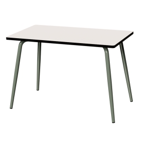Table Retro Véra 120x70 – uni Blanc - Pieds Kaki