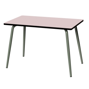 Table Retro Véra 120x70 – uni Rose Poudré - Pieds Kaki