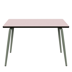 Table Retro Véra 120x70 – uni Rose Poudré - Pieds Kaki