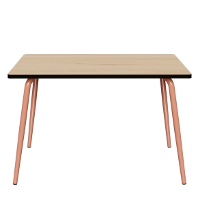 Table Retro Véra 120x70 – imprimé Bois Clair - Pieds Terracotta
