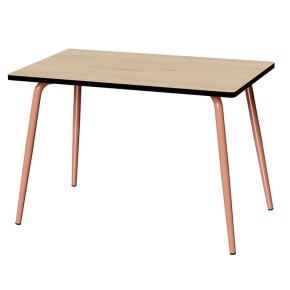 Table Retro Véra 120x70 – imprimé Bois Clair - Pieds Terracotta