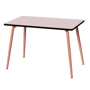 Table Retro Véra 120x70 – uni Rose Poudré - Pieds Terracotta
