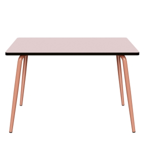 Table Retro Véra 120x70 – uni Rose Poudré - Pieds Terracotta