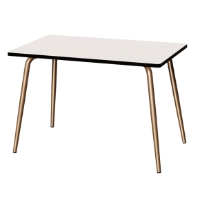 Table Retro Véra 120x70 – uni Blanc - Pieds Dorés