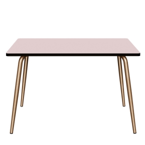 Table Retro Véra 120x70 – uni Rose Poudré - Pieds Dorés