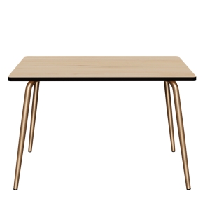 Table Retro Véra 120x70 – imprimé Bois Clair - Pieds Dorés