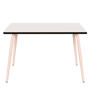 Table Retro Véra 120x70 – uni Blanc - Pieds Rose Poudré
