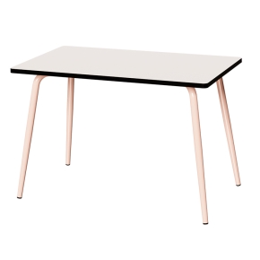 Table Retro Véra 120x70 – uni Blanc - Pieds Rose Poudré