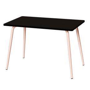Table Retro Véra 120x70 – uni Noir - Pieds Rose Poudré