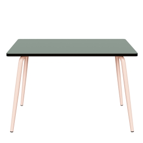 Table Retro Véra 120x70 – uni Kaki - Pieds Rose Poudré